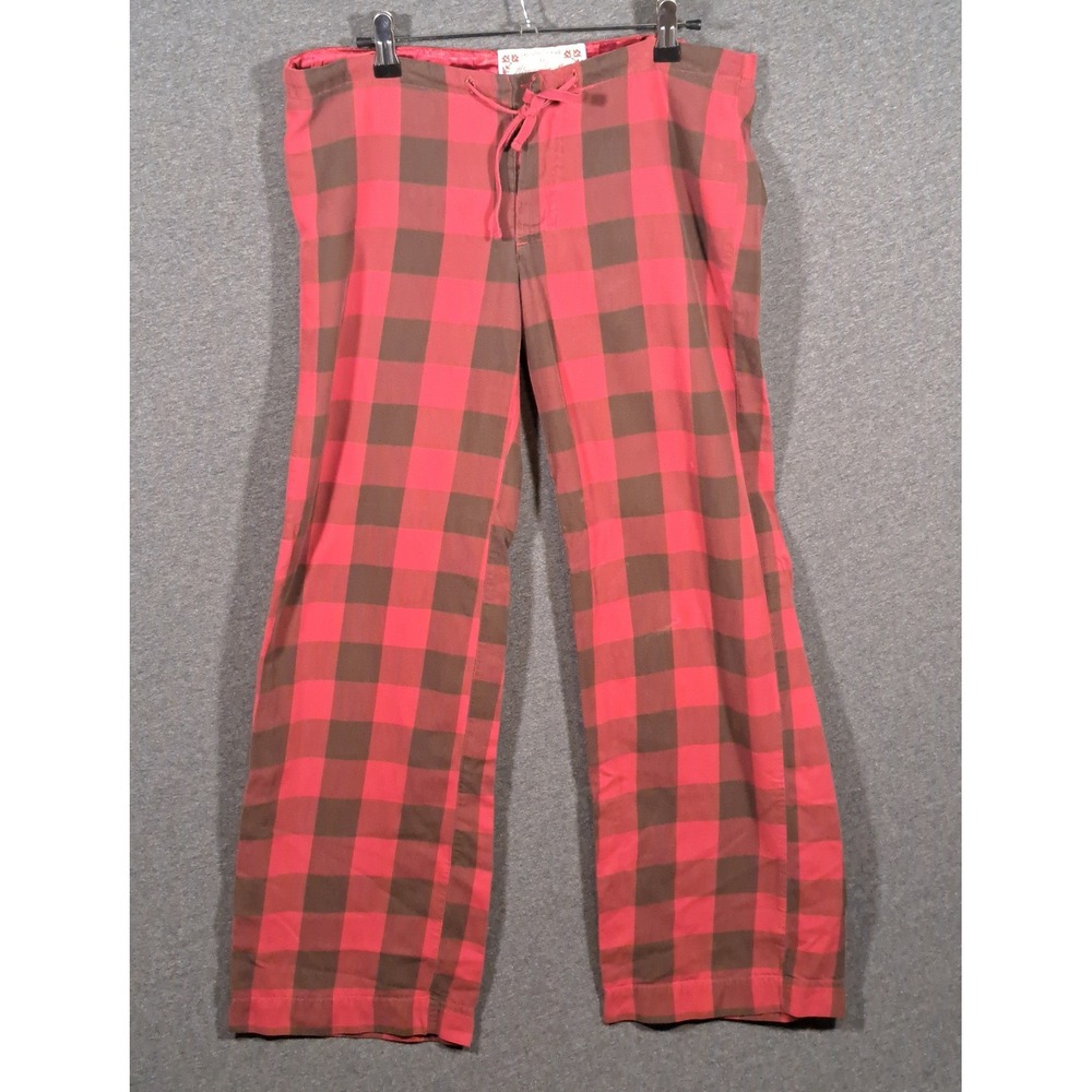 Abercrombie Sleep‎ Mens XS Red Brown Buffalo Plaid Cotton Pajama Pants 0753